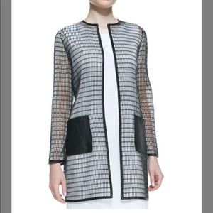 NWT Tahari Soho  black mesh duster trench coat/jacket.